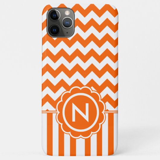 Oranje Zig Zag Monogram Case-Mate iPhone Case (Achterkant)