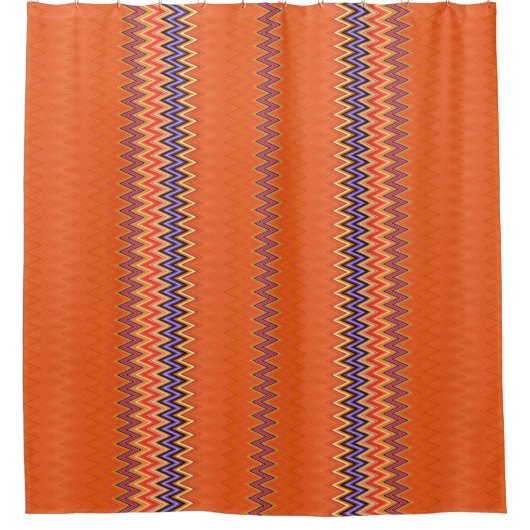 Oranje Zigzag  Douchegordijn (Voorkant)