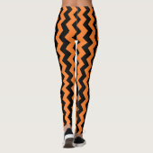 Oranje Zigzag Ontwerp Kies Achtergrondkleur Leggings (Achterkant)
