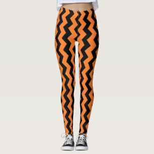 Oranje Zigzag Ontwerp Kies Achtergrondkleur Leggings