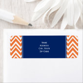 Oranje Zigzag Patroon met Royal Blue Etiket (Insitu)