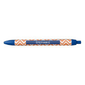 Oranje Zigzag Patroon met Royal Blue Zwarte Inkt Pen (Voorkant)