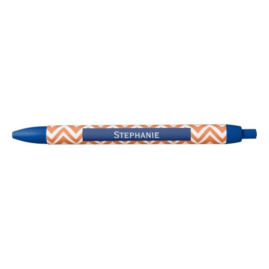 Oranje Zigzag Patroon met Royal Blue Zwarte Inkt Pen (Voorkant)