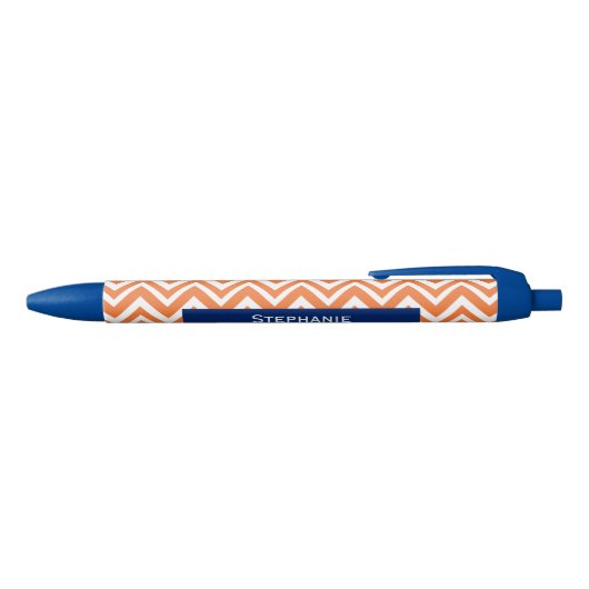 Oranje Zigzag Patroon met Royal Blue Zwarte Inkt Pen (Bovenkant)