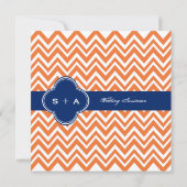 Oranje Zigzag Pattern met Royal Blue Wedding Kaart (Achterkant)
