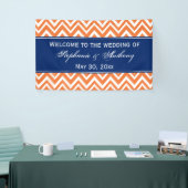 Oranje Zigzag Pattern met Royal Blue Wedding Spandoek (Beurs)