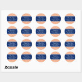 Oranje Zigzag Pattern, Royal Blue Hartelijk dank Ronde Sticker (Vel)