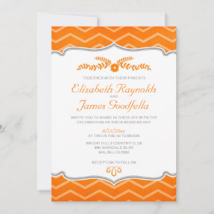 Oranje zigzag Wedding-uitvindingen Kaart