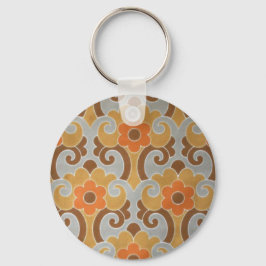 Oranje zilver  bloembehangpapier sleutelhanger