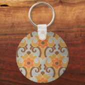 Oranje zilver  bloembehangpapier sleutelhanger (Voorkant)