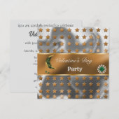 Oranje Zilveren Folie Glitter Khaki Maan Valentijn Kaart (Voorkant / Achterkant)