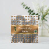 Oranje Zilveren Folie Glitter Khaki Maan Valentijn Kaart (Staand voorkant)