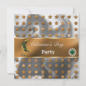 Oranje Zilveren Folie Glitter Khaki Maan Valentijn Kaart (Voorkant)