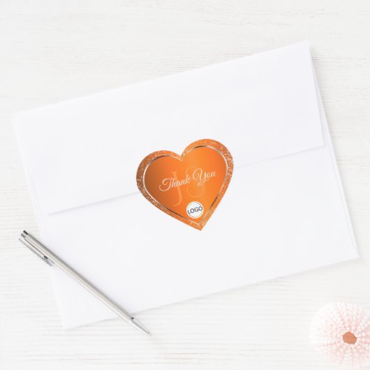 Oranje zilveren Logo Initialen Glitter Schattige D Hart Sticker (Envelop)