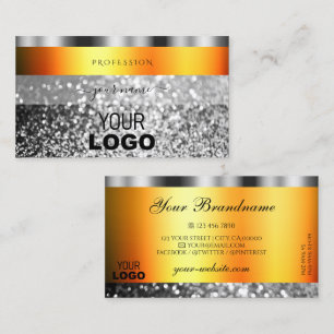 Oranje zilversparende glitter met Logo Visitekaartje