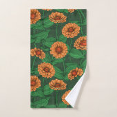 Oranje Zinnia bloemen, groene bladeren op donkergr Bad Handdoek (Handdoek)