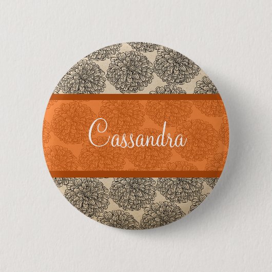 Oranje  Zinnia-Button Ronde Button 5,7 Cm (Voorkant)