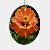 Oranje Zinnia Custom Birthday Keramisch Ornament (Rechts)