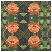 Oranje Zinnia Floral Patterned Fabric Stof (Swatch)