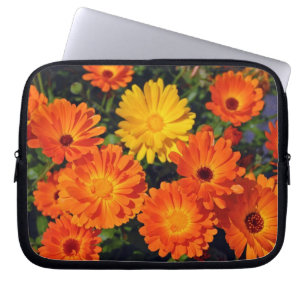Oranje zinnia florale laptophoes laptop sleeve