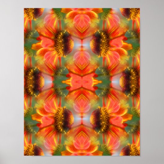 Oranje Zinnia Flower Abstract Poster (Voorkant)