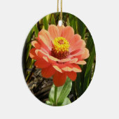 Oranje Zinnia Flower Custom Birthday Keramisch Ornament (Rechts)