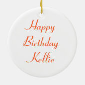 Oranje Zinnia Flower Custom Birthday Keramisch Ornament (Achterkant)