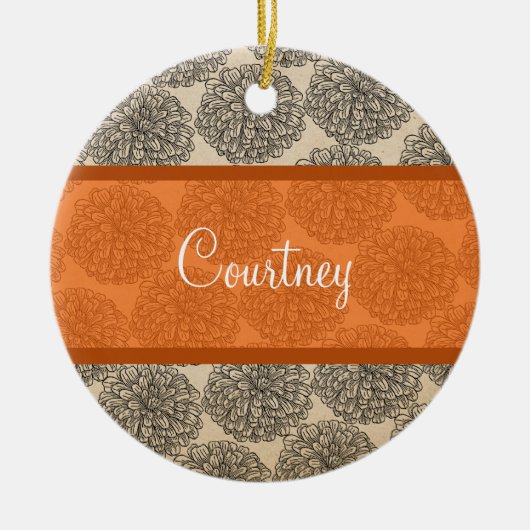 Oranje  Zinnia-Ornament Keramisch Ornament (Voorkant)