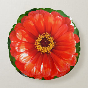 Oranje Zinnia Rond Kussen