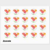 Oranje Zinnia Waterverf Flowers Geniet Ronde Sticker (Vel)