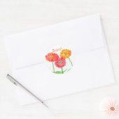 Oranje Zinnia Waterverf Flowers Geniet Ronde Sticker (Envelop)