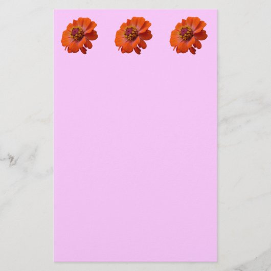 Oranje Zinnia Wilde Natuur Floral Briefpapier (Voorkant)
