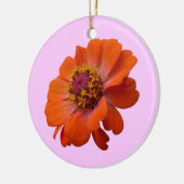 Oranje Zinnia Wilde Natuur Floral Keramisch Ornament (Links)