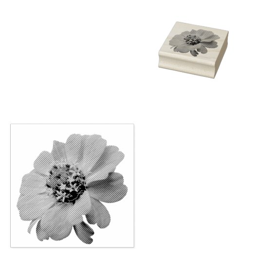 Oranje Zinnia Wilde Natuur Floral Rubberstempel (Gestempeld)