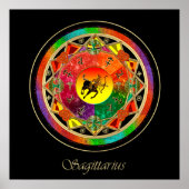 Oranje Zodiac Sign Sagittarius Mandala Poster (Voorkant)