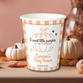 Oranje Zoete Kleine Pompoen Herfst Baby Shower Papieren Bekers