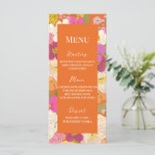 Oranje zomer bloementuin bruiloft menu (Staand voorkant)