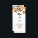 Oranje Zomer Bruiloft Menu Kaart<br><div class="desc">Winter Floral Wedding Menu Kaart</div>
