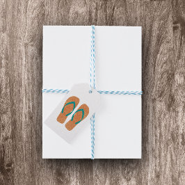 Oranje Zomer Strand Party Teenslippers Gift Label Cadeaulabel