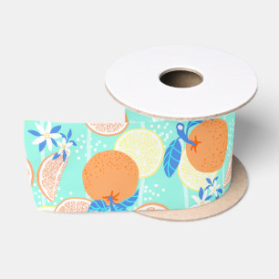 Oranje Zomer Teal Satijnen Lint