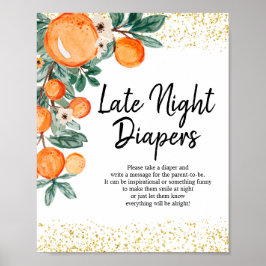 Oranje Zomer Waterverf Late Night Luiers Poster