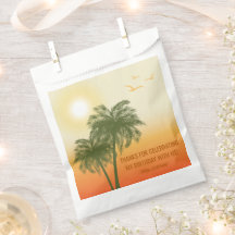 Oranje Zomer Zonsondergang Palmboom Verjaardag Bed