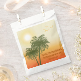 Oranje Zomer Zonsondergang Palmboom Verjaardag Bed Bedankzakje
