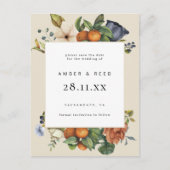 Oranje Zomerbloemen Botanische Boho Bewaar de Datu Uitnodiging Briefkaart (Voorkant)