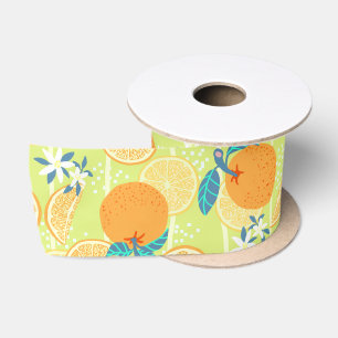 Oranje zomergroen satijnen lint