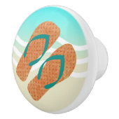 Oranje zomerstrand golven Teenslippers deurknop Keramische Knop (Rechts)