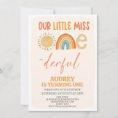 Oranje Zon Regenboog Miss Onederful 1e Verjaardag Kaart (Voorkant)