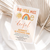 Oranje Zon Regenboog Miss Onederful 1e Verjaardag Kaart