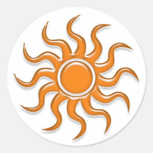 Oranje zon ronde sticker (Voorkant)