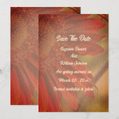 Oranje Zonnebloem Bloemen Huwelijk Save The Date (Voorkant / Achterkant)